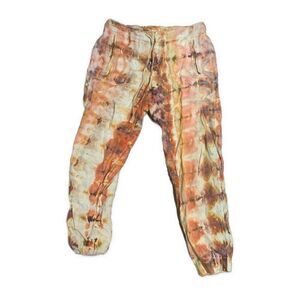 Lou Grey Womens Linen White Pink Orange Tie Dye Cargo Pants Small